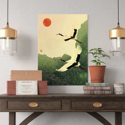 Canvas Wall Art Two Cranes Flying Over Waves Poster Vintage Poster Print Home Decor