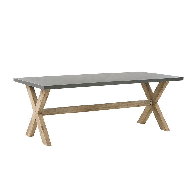 Valladares Rectangular Stone Outdoor Dining Table - 200 cm W 100 cm D, Grey