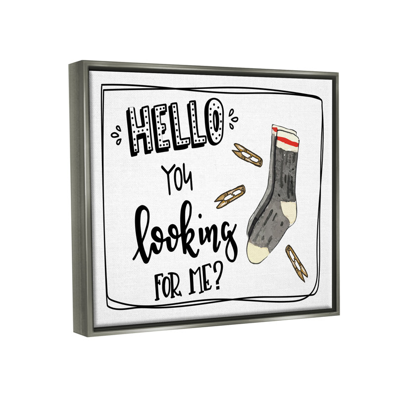 «Hello Look For Me Missing Sock Laundry Floater», art mural par ND Art, H 17 po x l 21 po x P 1,7 po