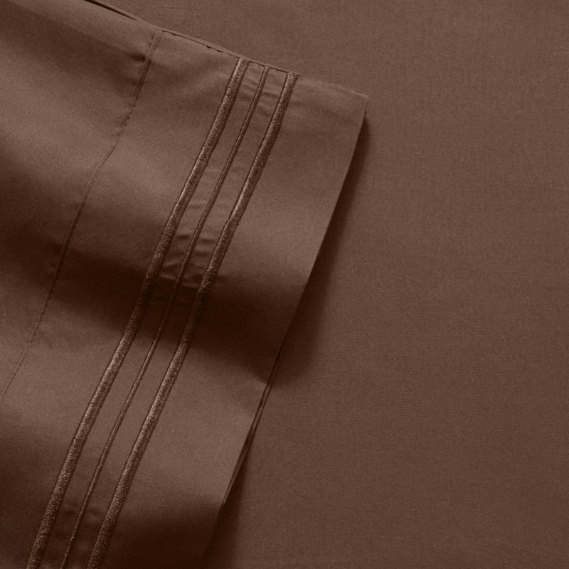 Luxurious Classic Soft Solid 1800 Series Microfiber Sheet Set, Various Colours and Sizes, Twin, Chocolate Brown