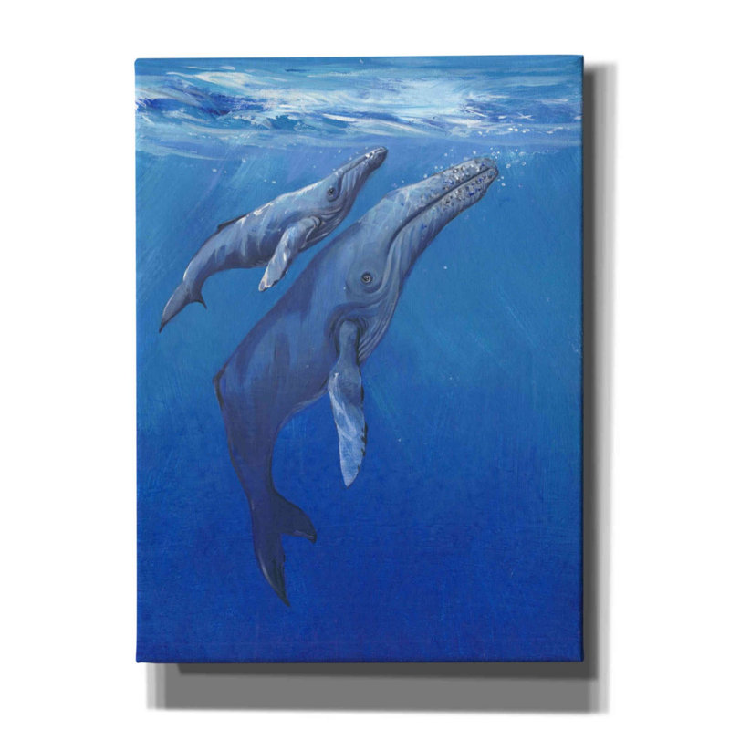 «Under Sea Whales I» par Tim O'toole, art mural sur toile, H 54 po x l 40 po x P 1,5 po