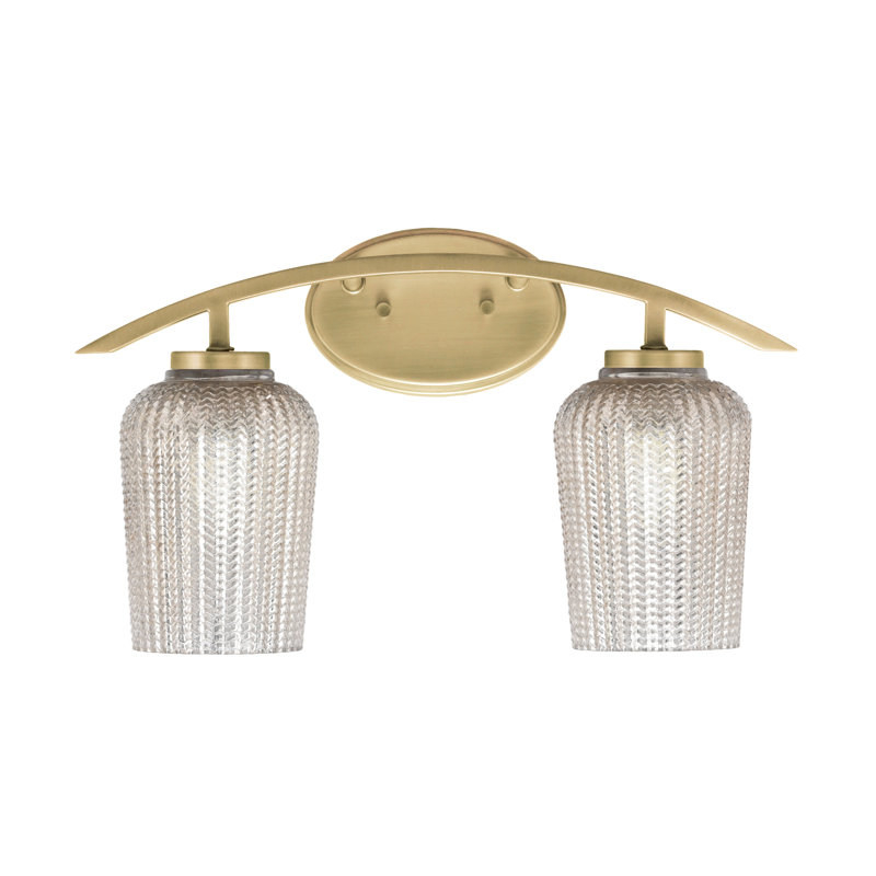 Barre d'éclairage de salle de bain 4 lumières avec verre texturé 5 po Kurve, Doré, 2