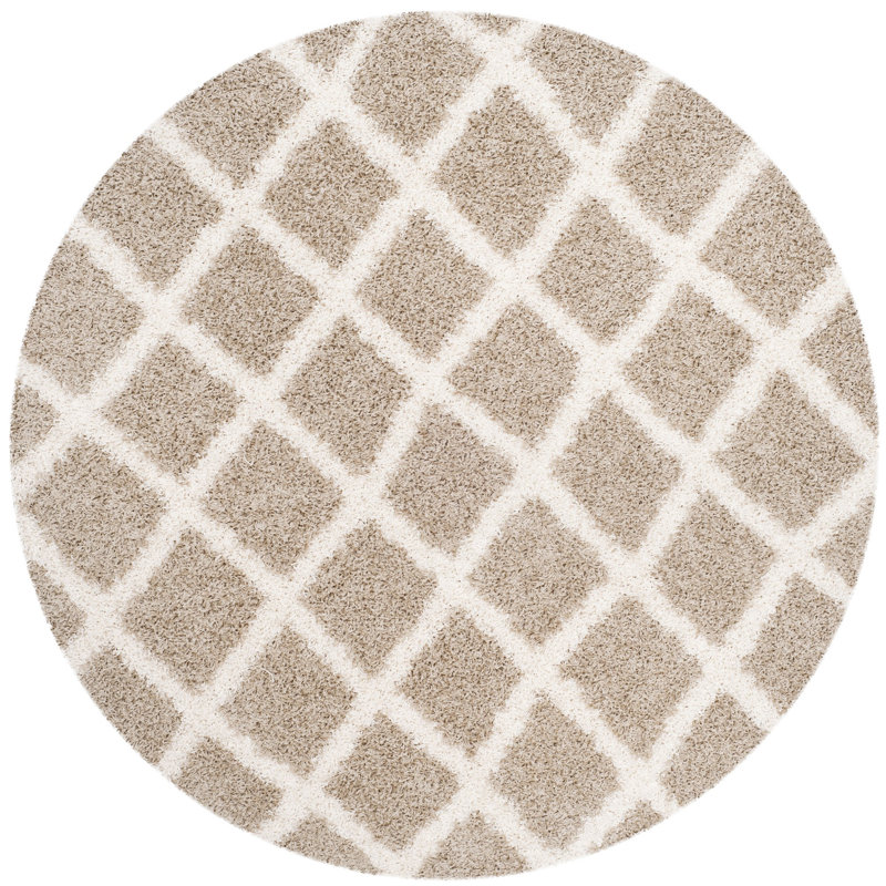 Skyleen Shag Performance Geometric Rug, Round 6'