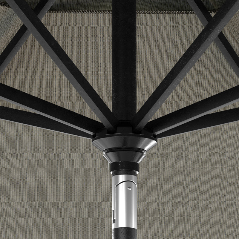 Parasol de patio 11 pieds avec manivelle en aluminium en oléfine, Gris