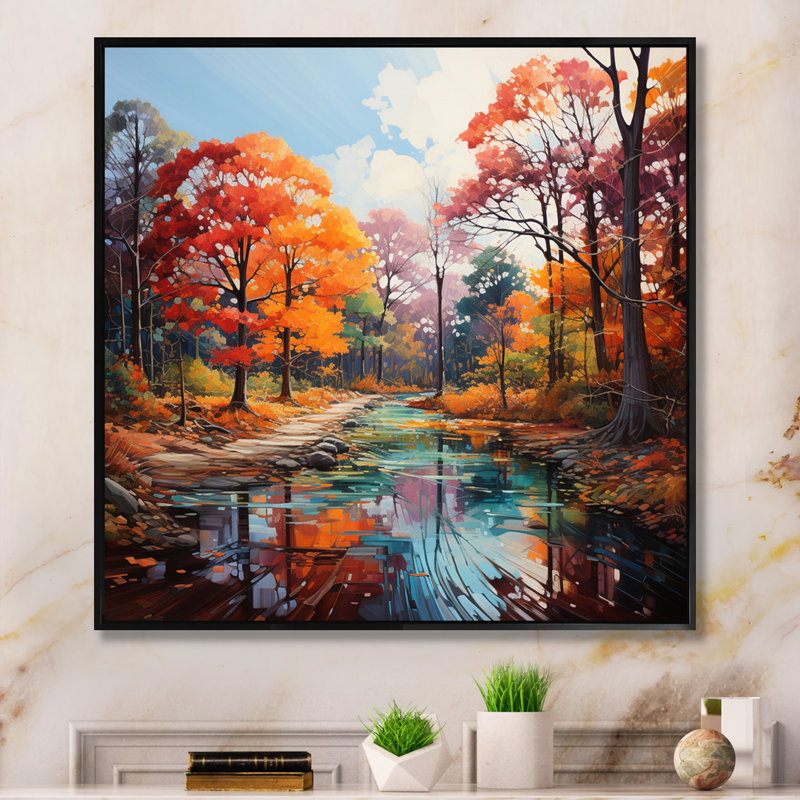 " Germany Autumn In Orange II ", Black Floater Framed, 30" H x 30" W x 1" D