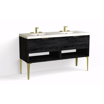 Modo 60" W Freestanding Double Bathroom Vanity with Dean Leg