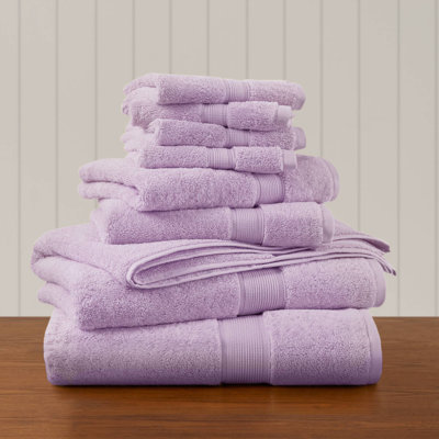 Ultra Soft 100% Cotton Bath Towels, 8 Piece Lilac Set for Home, 800 GSM