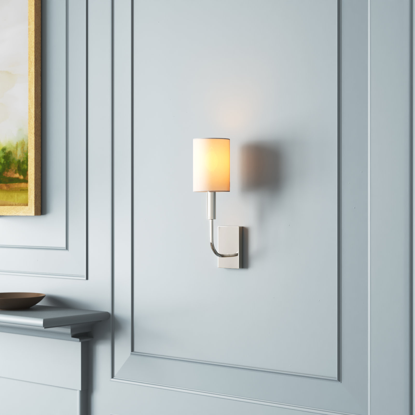 Tedder Single Light Dimmable Candle Wall Light, Polished Nickel