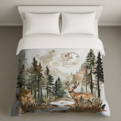 Cerf dans un paysage de forêt housses de couette