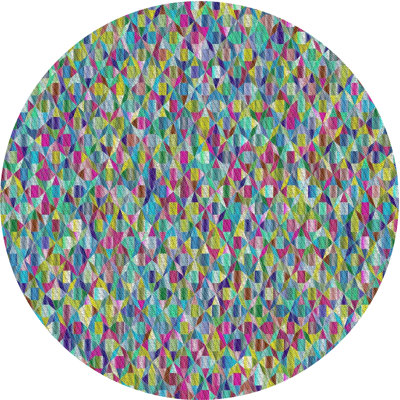 Tapis jaune/bleu/orange à motifs
