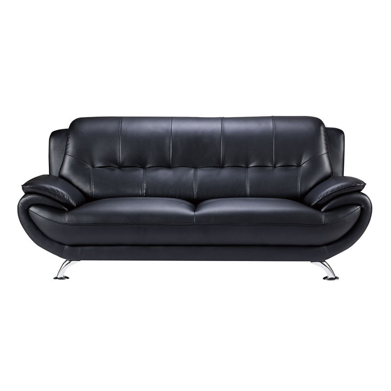 Sonnie 82'' Faux Leather Sofa, Black Faux Leather