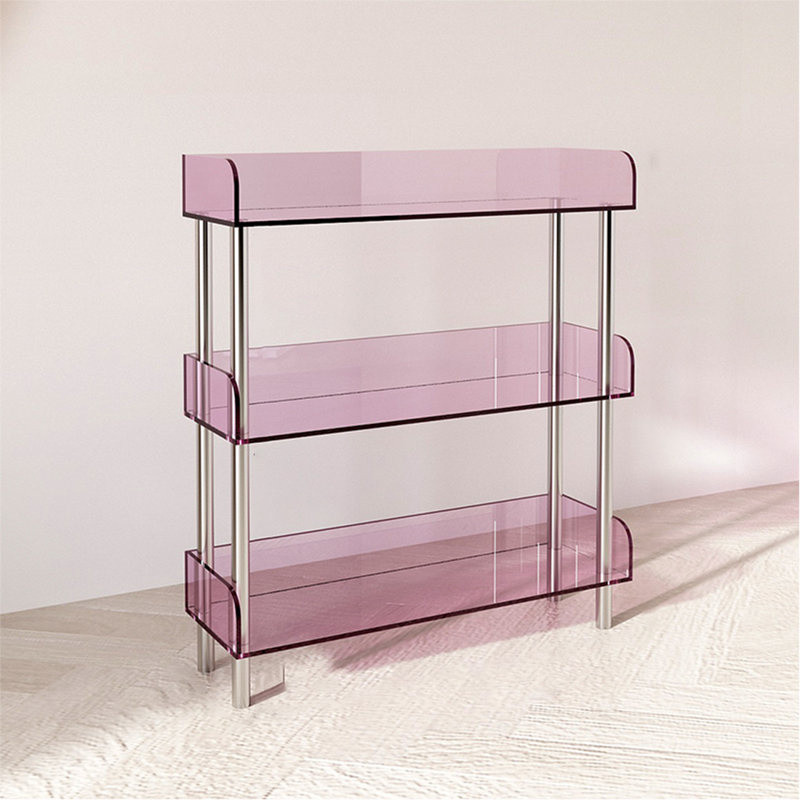 Bibliothèque simple en acrylique, (3 tablettes) H 34,84 po x l 23,62 po x P 9,84 po, Rose