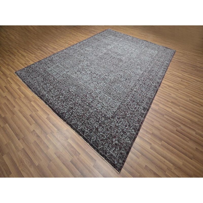 Tapis oriental rouge en laine noué à la main 9 pi 0 po x 12 pi 2 po - MOA10276550, Rectangle 9 pi x 12 pi 2 po