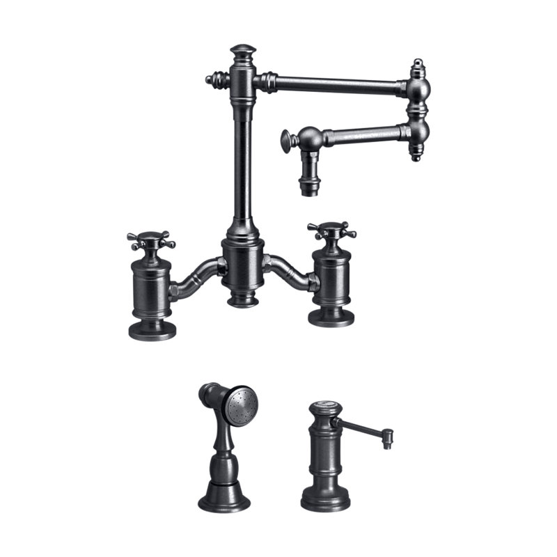 Towson Bridge Faucet - 12" Articulated Spout, Antique Bronze
