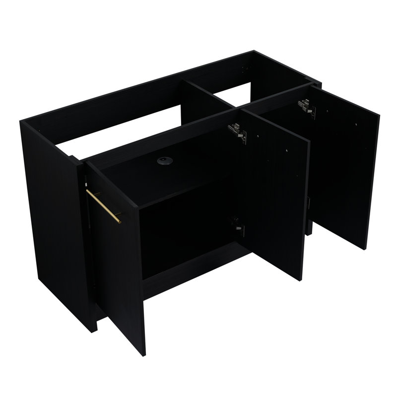 Meuble-lavabo autoportant de 48 po en châtaignier noir élégant avec porte et options de rangement abondantes pour les salles de bain