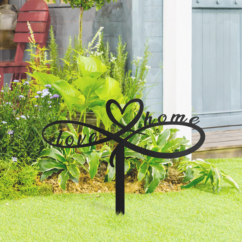 Statues de silhouette en métal pour jardin, décoration intérieure et jardin, H 16 po x l 16 po x P 0,05 po, Noir
