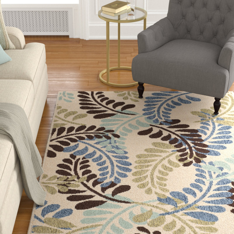 Tapis d'intérieur / extérieur à motif floral Devien, Rectangle 4 pi x 5 pi 7 po