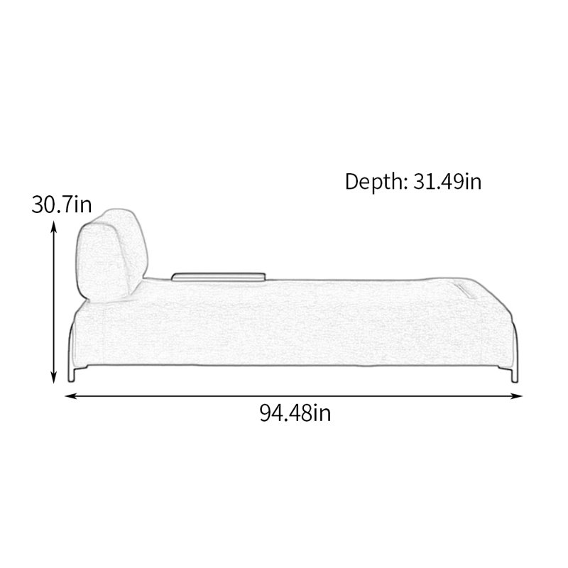 Larges chaises longues d'intérieur, tissu en coton et lin, Gris foncé