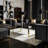 Mitre Coffee Table, Gold Metal and Black Glass