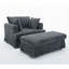 Fauteuil en velours côtelé avec repose-pieds-1496291000