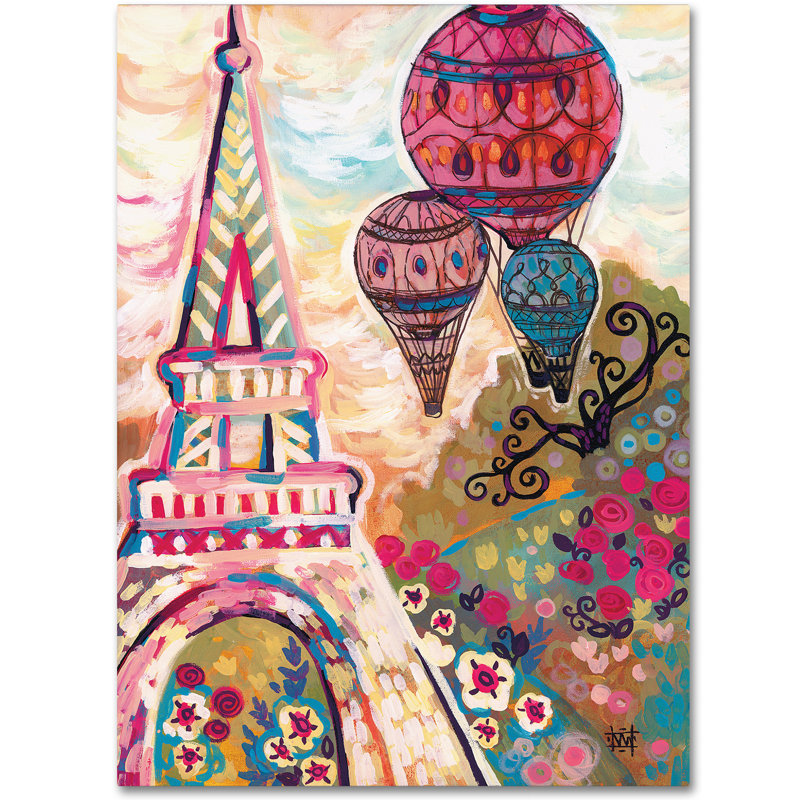 « ballons sur paris », reproduction d’art sur toile tendue, H 24 po x l 18 po x P 2 po