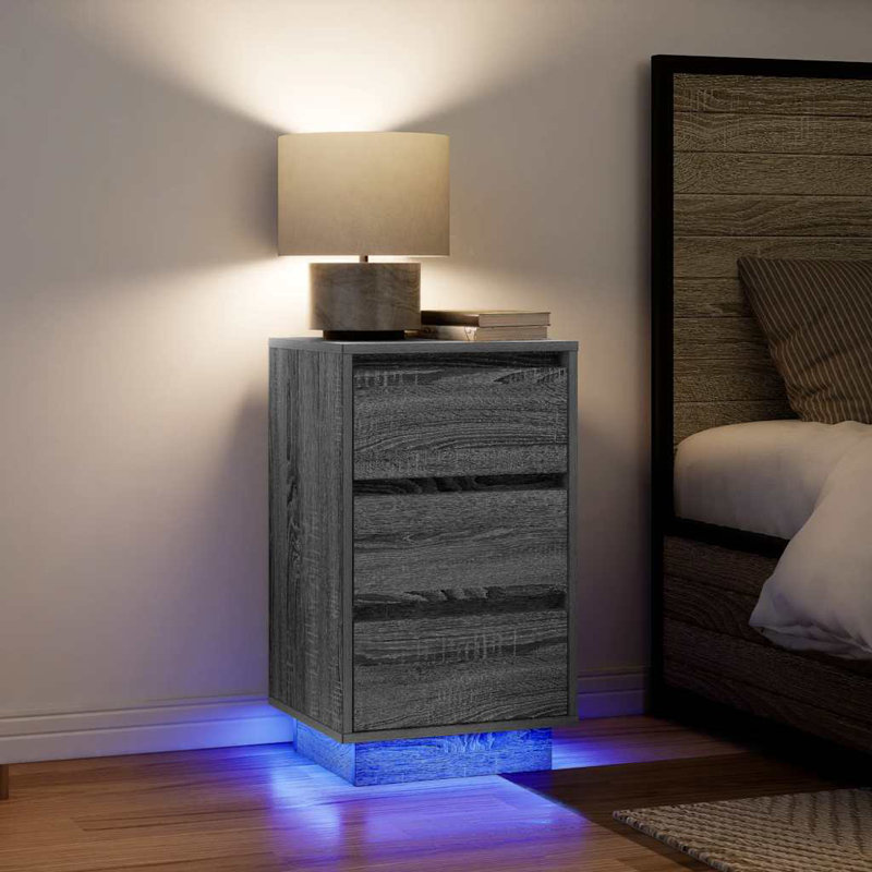 Davayah 38cm W Manufactured Wood Bedside Table, Grey Sonoma