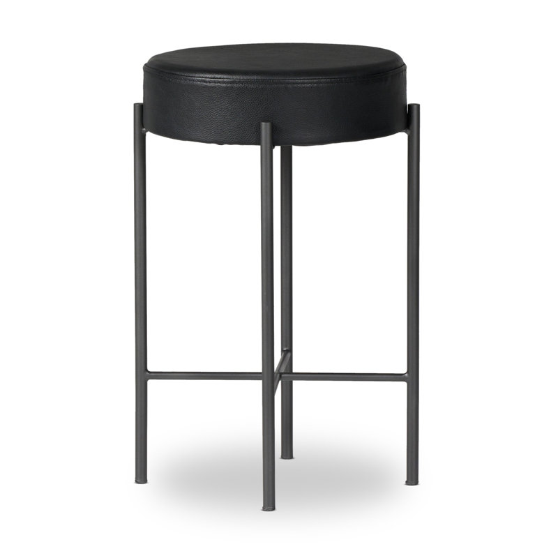 Tabouret de bar et de comptoir Eugenia, Cuir - Noir, Tabouret de comptoir (siège d'une hauteur de 26 p