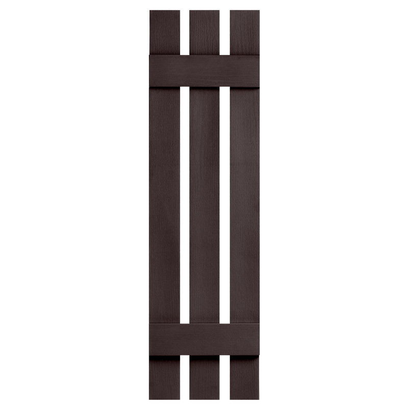 Chocolate Brown Board and Batten Vinyl Exterior Shutters, 47" x 12"