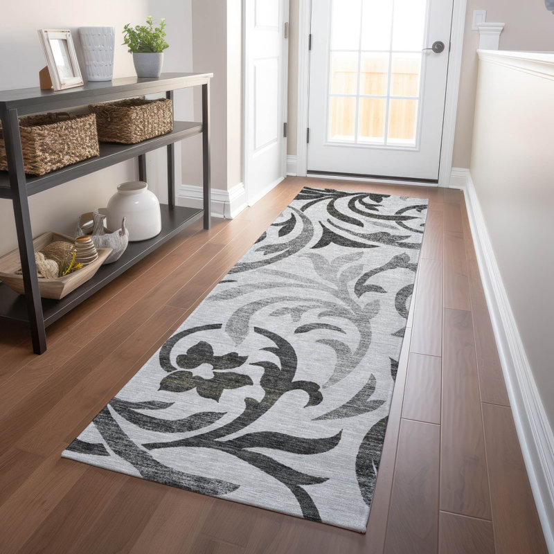 Premium Machine Washable Prisco Gray Rug, Runner 2'3" x 7'6"