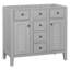 Meuble-lavabo 36 po sans lavabo, base d'armoire seulement, deux armoires et cinq tiroirs, structure en bois massif, gris