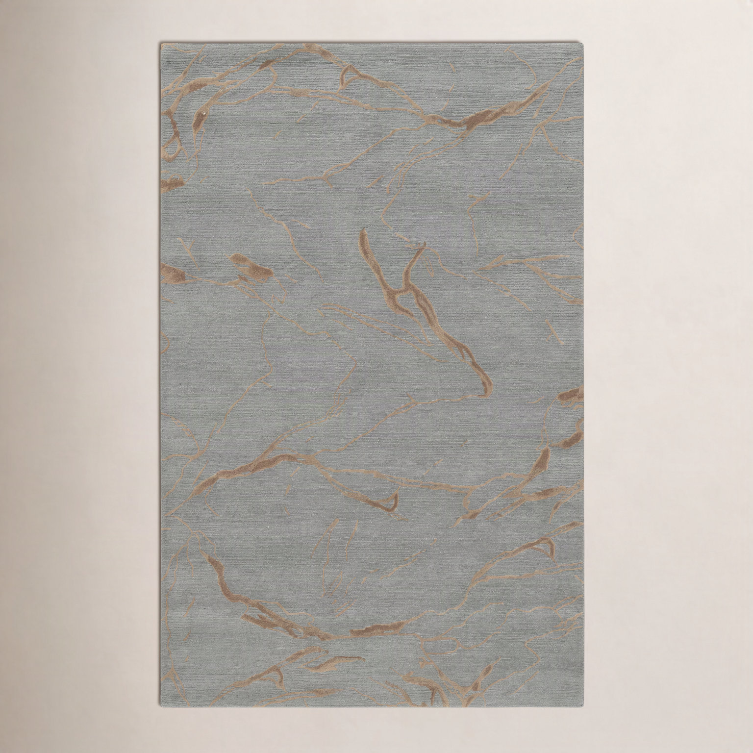 Hand-Tufted Abstract Wool Rug, Blue, Rectangle 5' x 8'