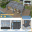 Pergola à persiennes l 12 pi x P 20 pi - Cadre en A en aluminium avec toit incliné réglable anti-pluie, drainage dissimulé, rideaux imperméables et moustiquaire - gris foncé