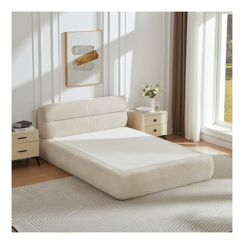 Lit compressible en chenille pour salon, appartement, Kaki clair / beige