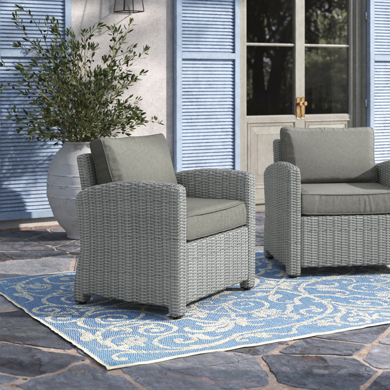 - Person Patio Conversation Set with Sunbrella® Cushions, Gray, Gray