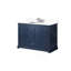 Meuble-lavabo simple bleu marine 48 po X P 22 po D, dessus en quartz blanc et ensemble de robinet