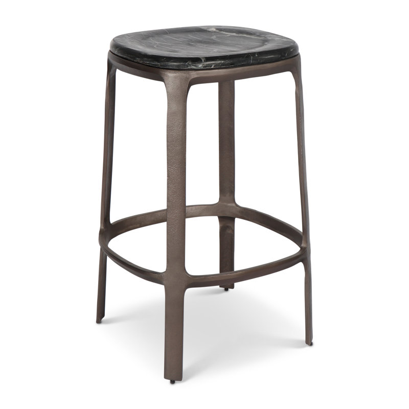 Soder Counter Stool with Metal Frame, Counter Stool (26" Seat Height), Black/Bronze