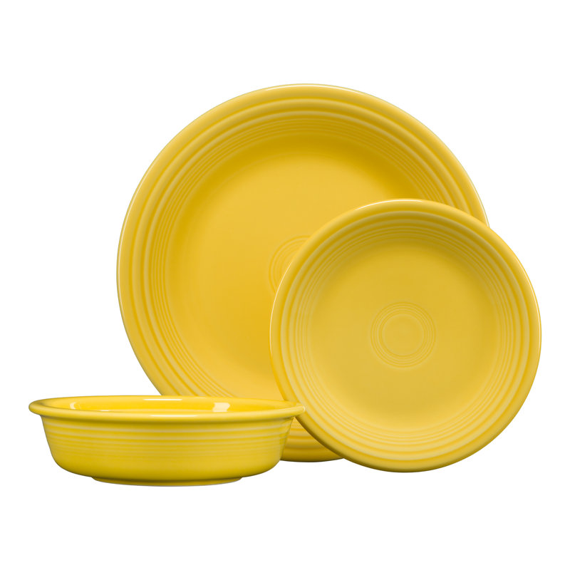Couvert de 3 pièces à rebord classique Fiesta, pour 1 personne, Tournesol
