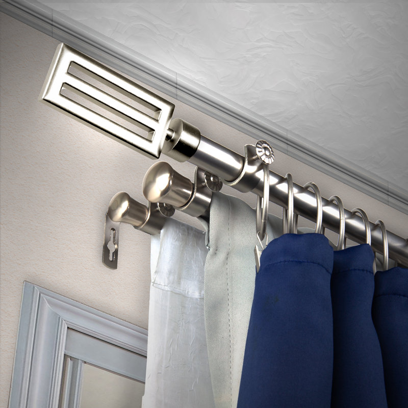 Ensemble de tringle à rideaux réglable 0,81 po Cadsden, Nickel satiné, 48" - 84"