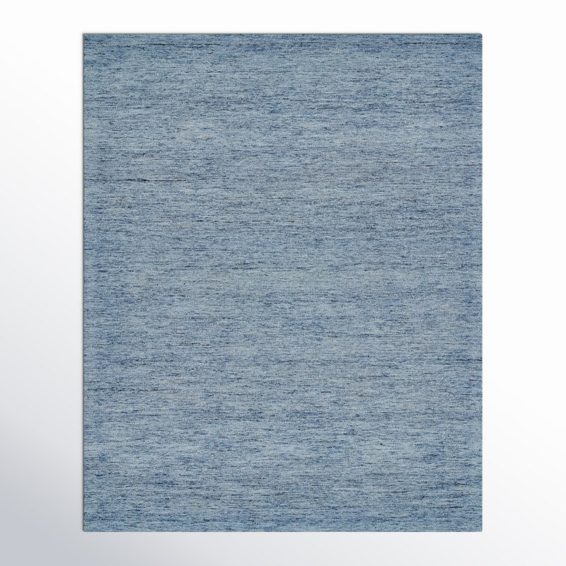 Zaley Handmade Tufted Wool Blue/Sand Area Rug, Rectangle 8' x 10'