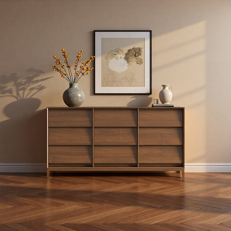 Buffet de style nordique minimaliste et rétro, H 31,5 po x l 47,2 po x P 15,7 po