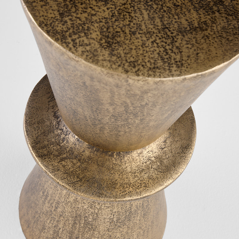 Clepsydra End Table, Antique Brass