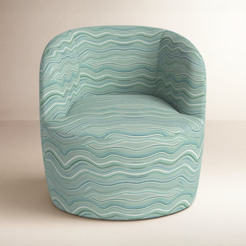 Fauteuil demi-tonneau pivotant Mina, Brume bleue Make Waves