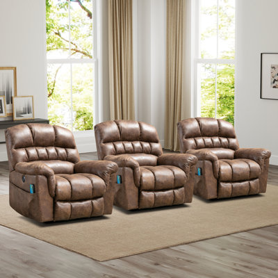 Ensemble de salon moderne en microfibre Power Lift avec USB et massage chauffant