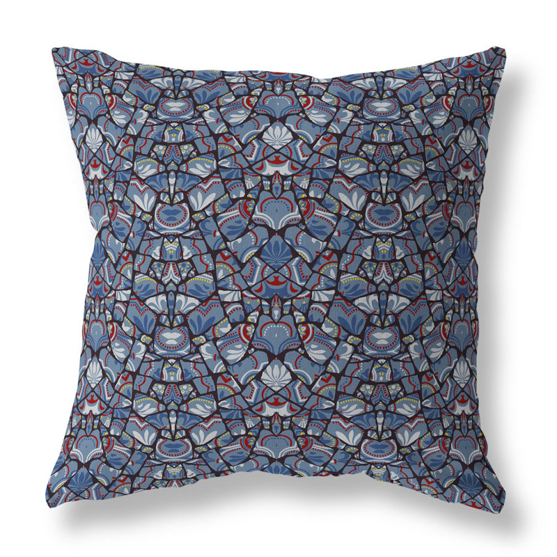 Wildflower Lagoon Floral Reversible Throw Pillow, Blue/Brown/Red, 20"H x 20"W