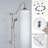 Brushed Nickel Shower Outfit With 59" Hose & Rain - Extended Reach Bath Stainless Steel System 5 Spray Patterns Swivel Spout Relaxing Experience
