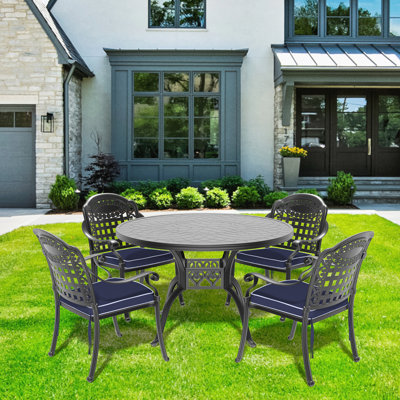Aluminium coulé pour l'extérieur avec coussins - noir, oxydant et rouillé, améliorant la durée de vie des meubles de patio en aluminium noir 5