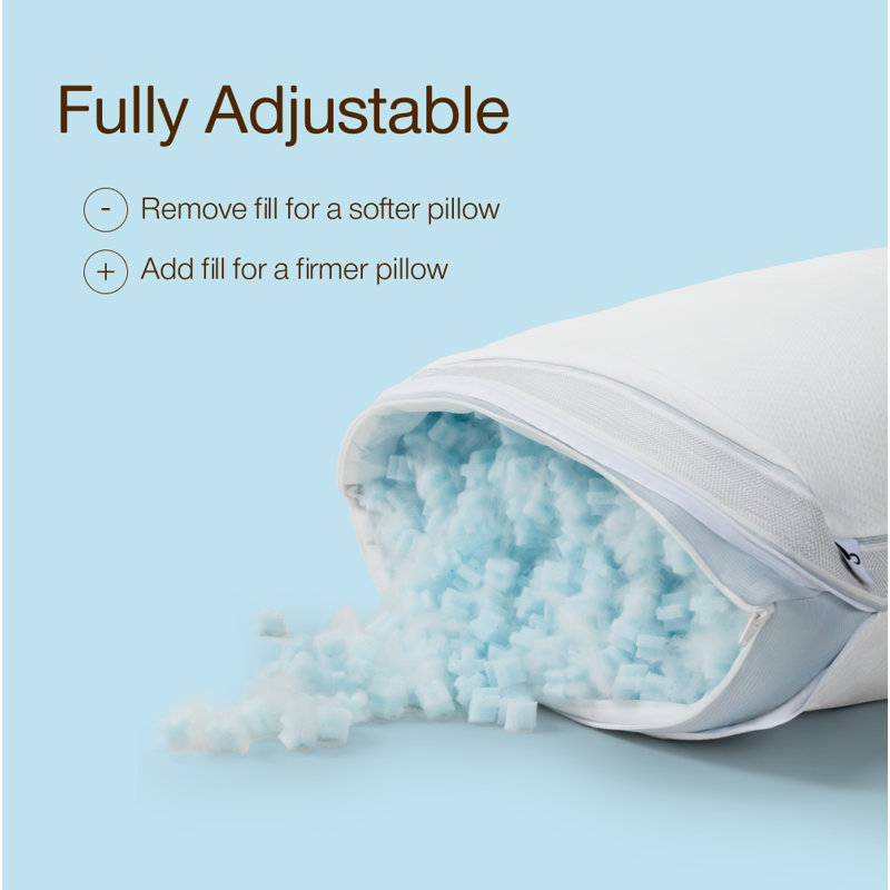 Coop Home Goods Cool+ Adjustable Cooling Body Pillow, Gel Memory Foam & Microfiber, Side Sleeper & Pregnancy Support Pillow
