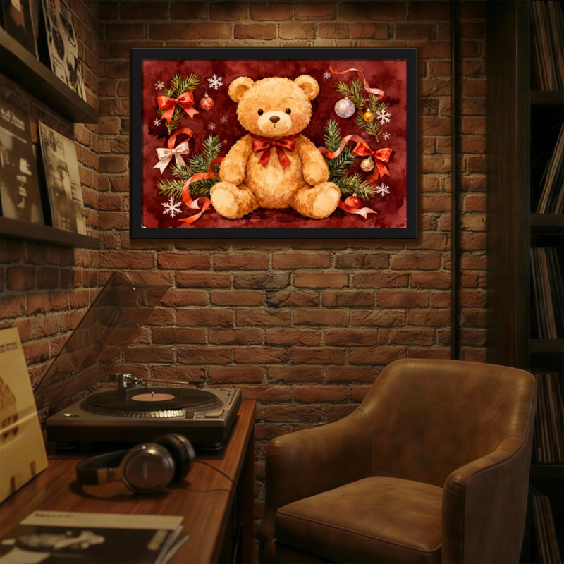 Fond de décorations de Noël ours en peluche de Noël, H 12 po x l 18 po