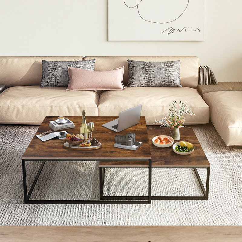 2-Piece Square Nesting Coffee Table Set for Living Room