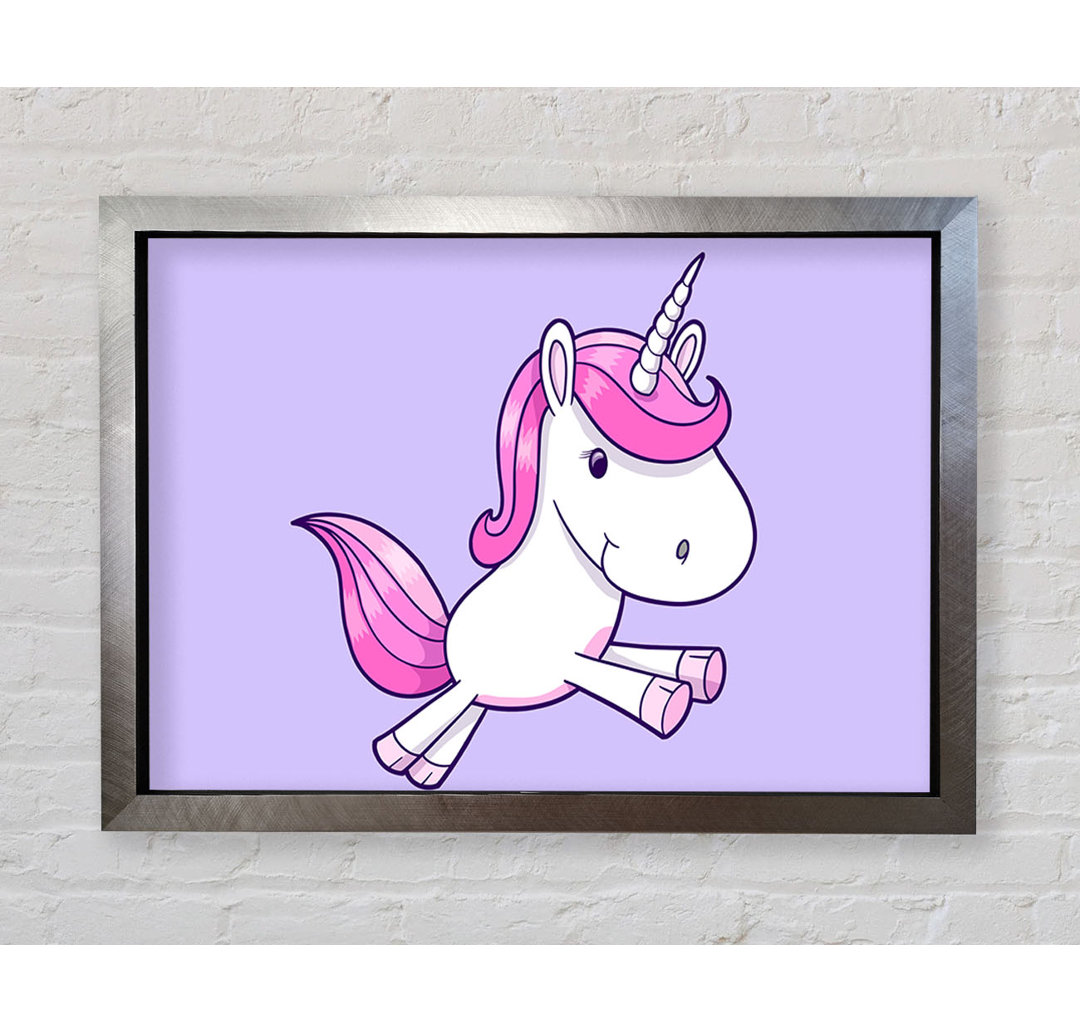 Gerahmtes Leinwandbild Leaping Unicorn Pink